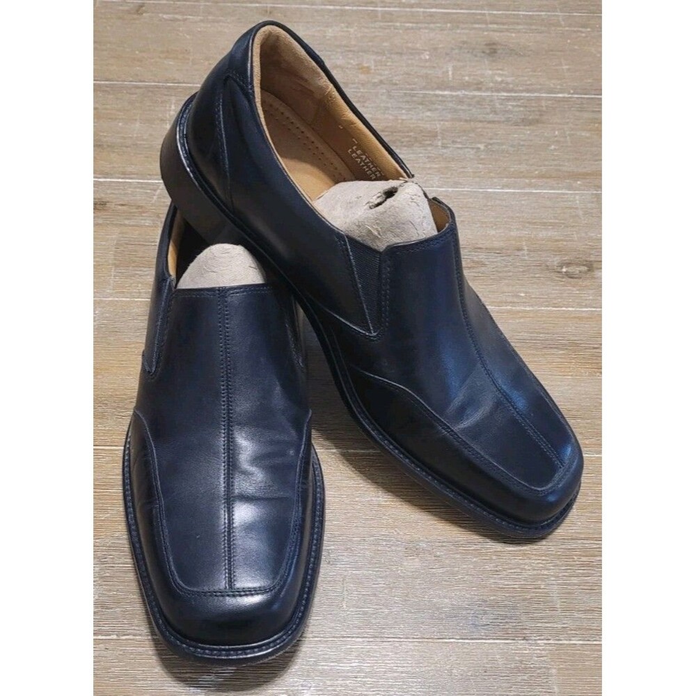 Bostonian Black Leather Slip On Loafer Men's Dress Shoes Size 9 M First Flex
